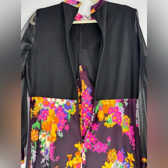 Vintage Montgomery Ward Maxi Dress Sz 8 Floral Conservative - Picture 5 of 8